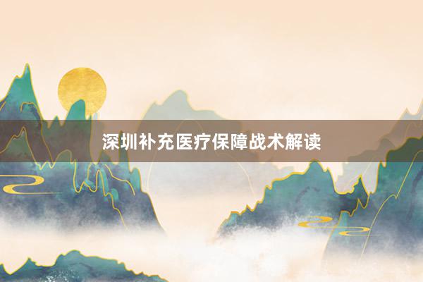 深圳补充医疗保障战术解读